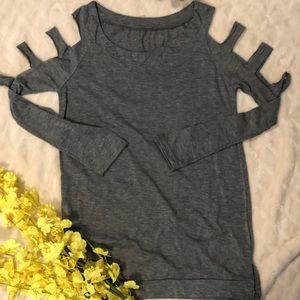 Grey Cut Long Sleeve Top